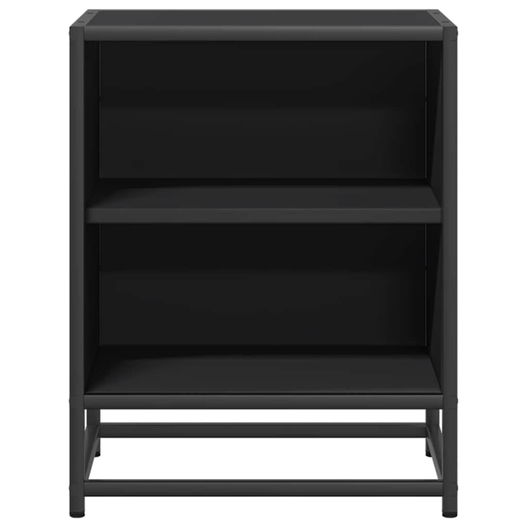 Sleek Black Bedside Cabinet 40x31x50 cm - Wood & Metal Design