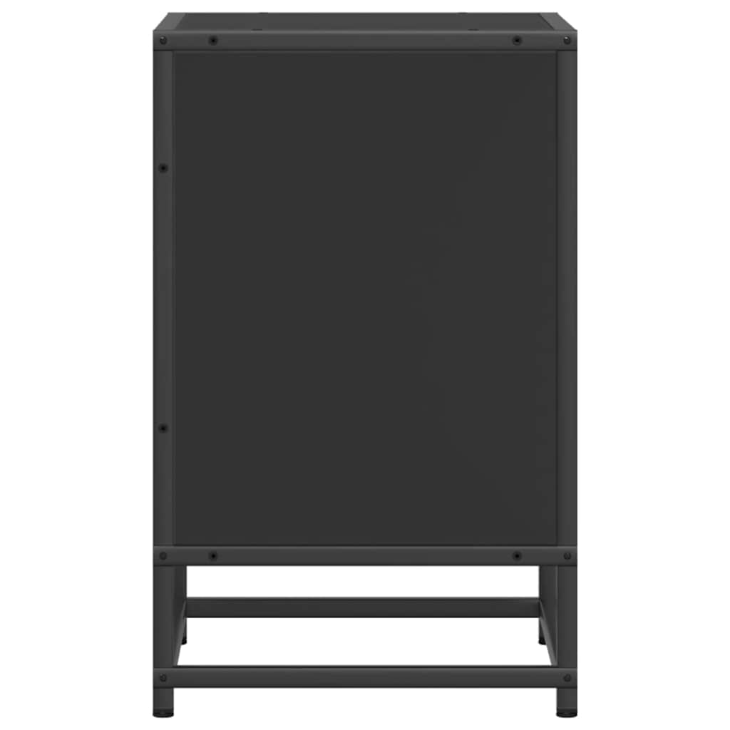 Sleek Black Bedside Cabinet 40x31x50 cm - Wood & Metal Design