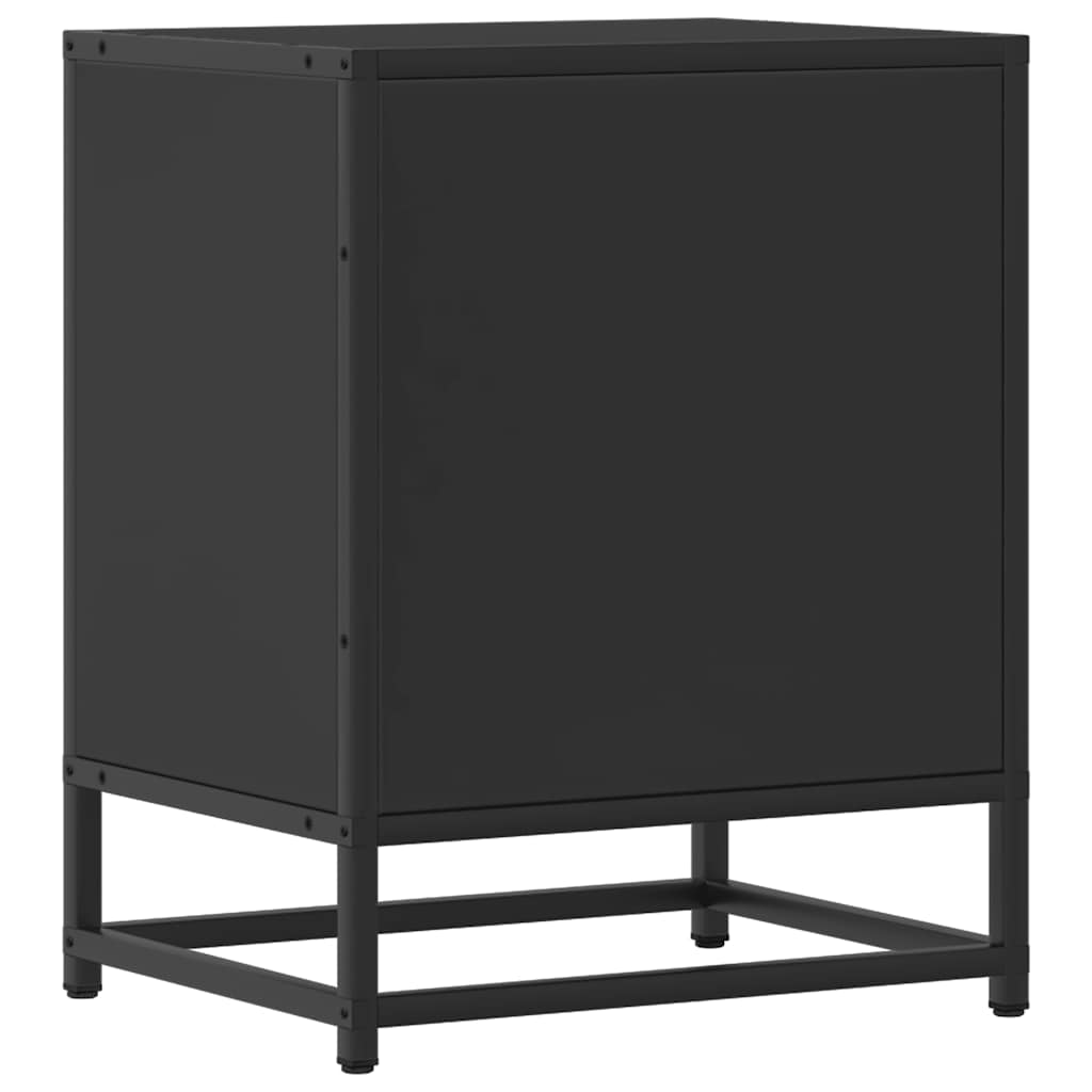 Sleek Black Bedside Cabinet 40x31x50 cm - Wood & Metal Design