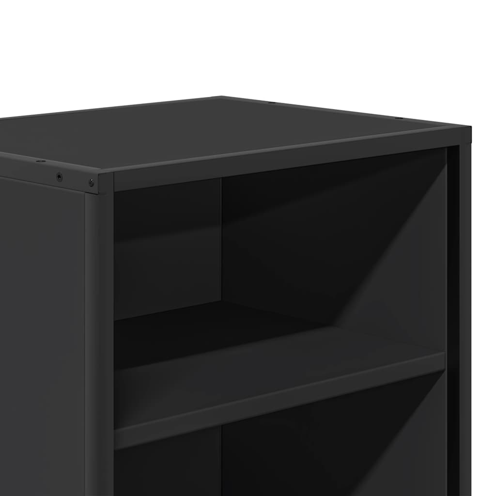 Sleek Black Bedside Cabinet 40x31x50 cm - Wood & Metal Design
