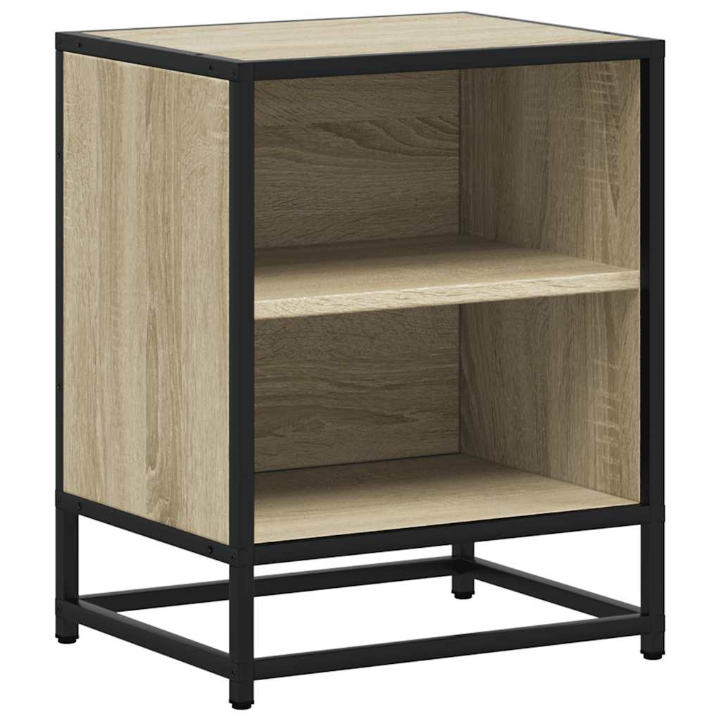 Modern Bedside Cabinet | Sonoma Oak & Metal | 40x31x50 cm