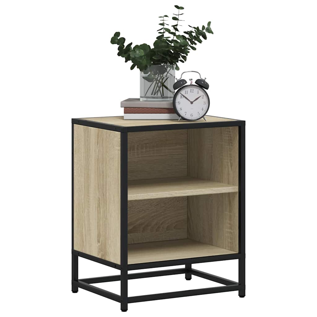 Modern Bedside Cabinet | Sonoma Oak & Metal | 40x31x50 cm