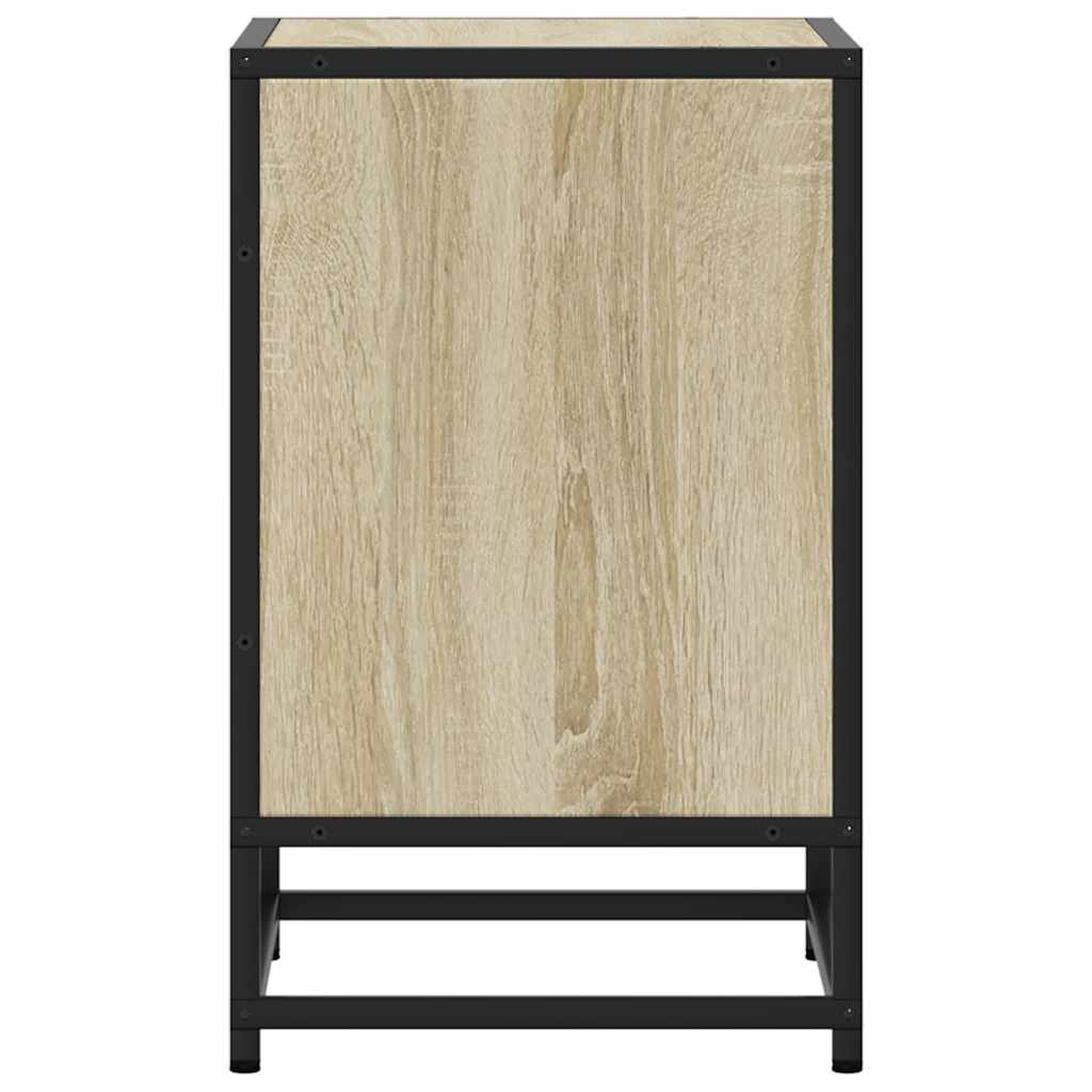 Modern Bedside Cabinet | Sonoma Oak & Metal | 40x31x50 cm