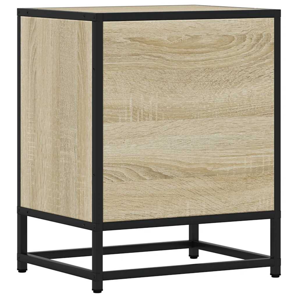 Modern Bedside Cabinet | Sonoma Oak & Metal | 40x31x50 cm