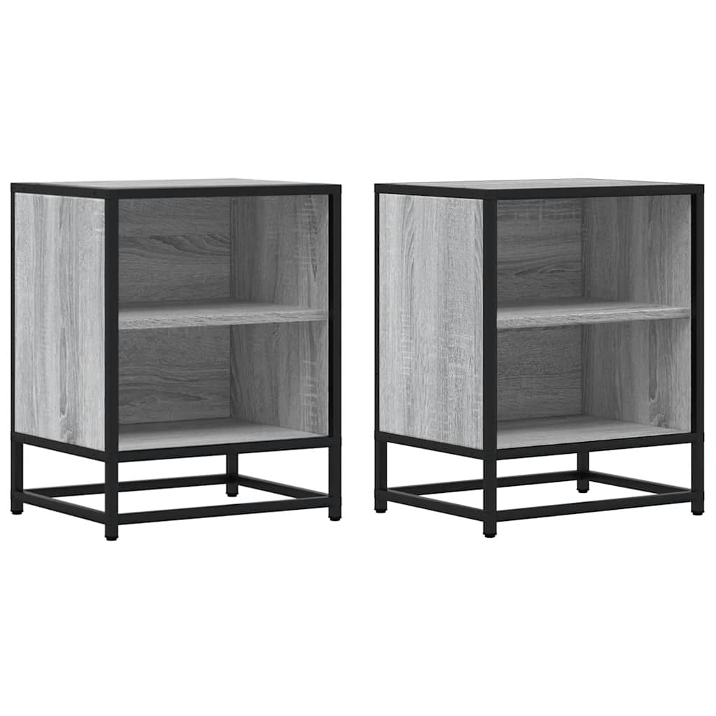 Grey Sonoma Bedside Cabinets 2 Pcs, 40x31x50cm, Wood & Metal