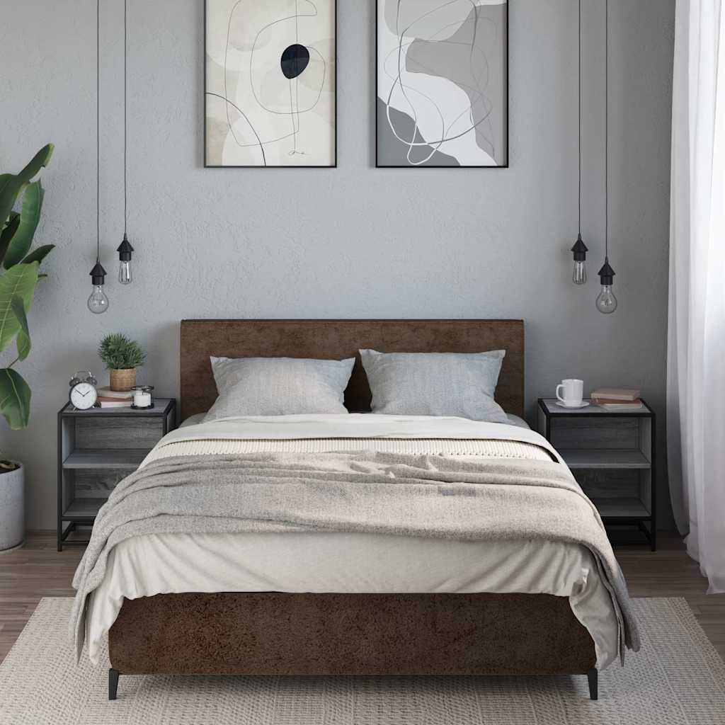 Grey Sonoma Bedside Cabinets 2 Pcs, 40x31x50cm, Wood & Metal