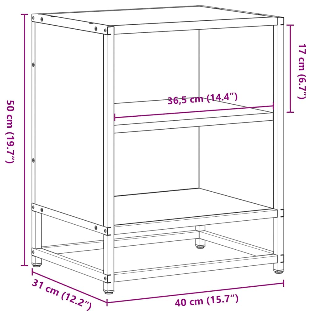 Grey Sonoma Bedside Cabinets 2 Pcs, 40x31x50cm, Wood & Metal