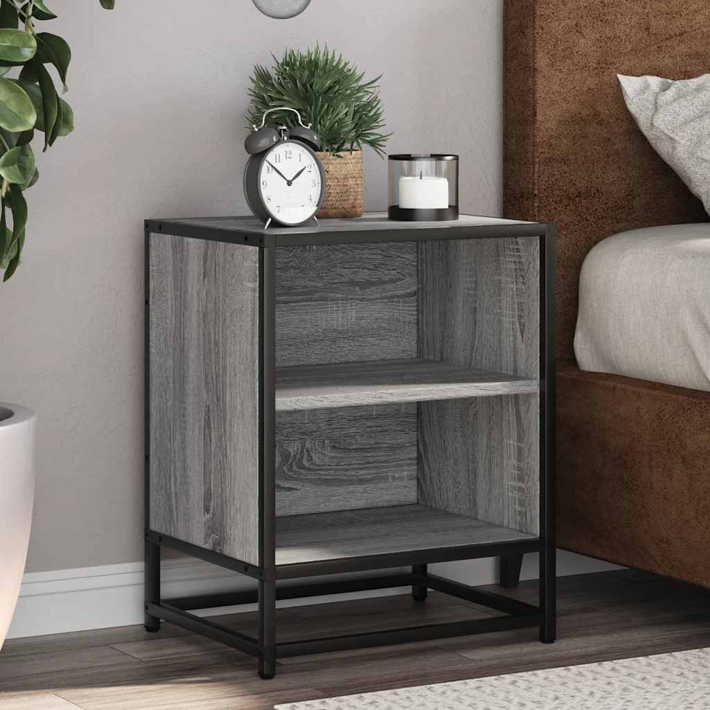 Grey Sonoma Bedside Cabinets 2 Pcs, 40x31x50cm, Wood & Metal