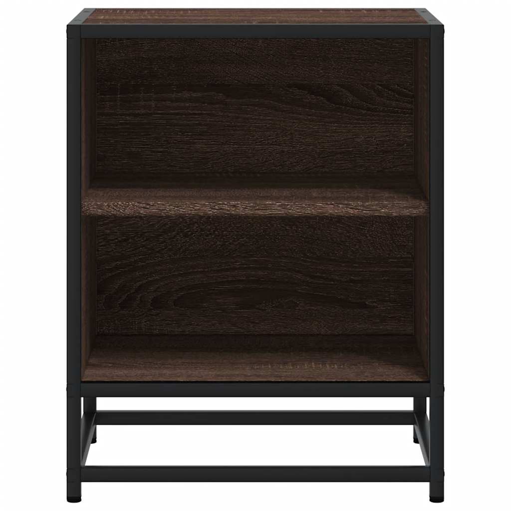 Brown Oak Bedside Cabinet 40x31x50 cm - Engineered Wood & Metal