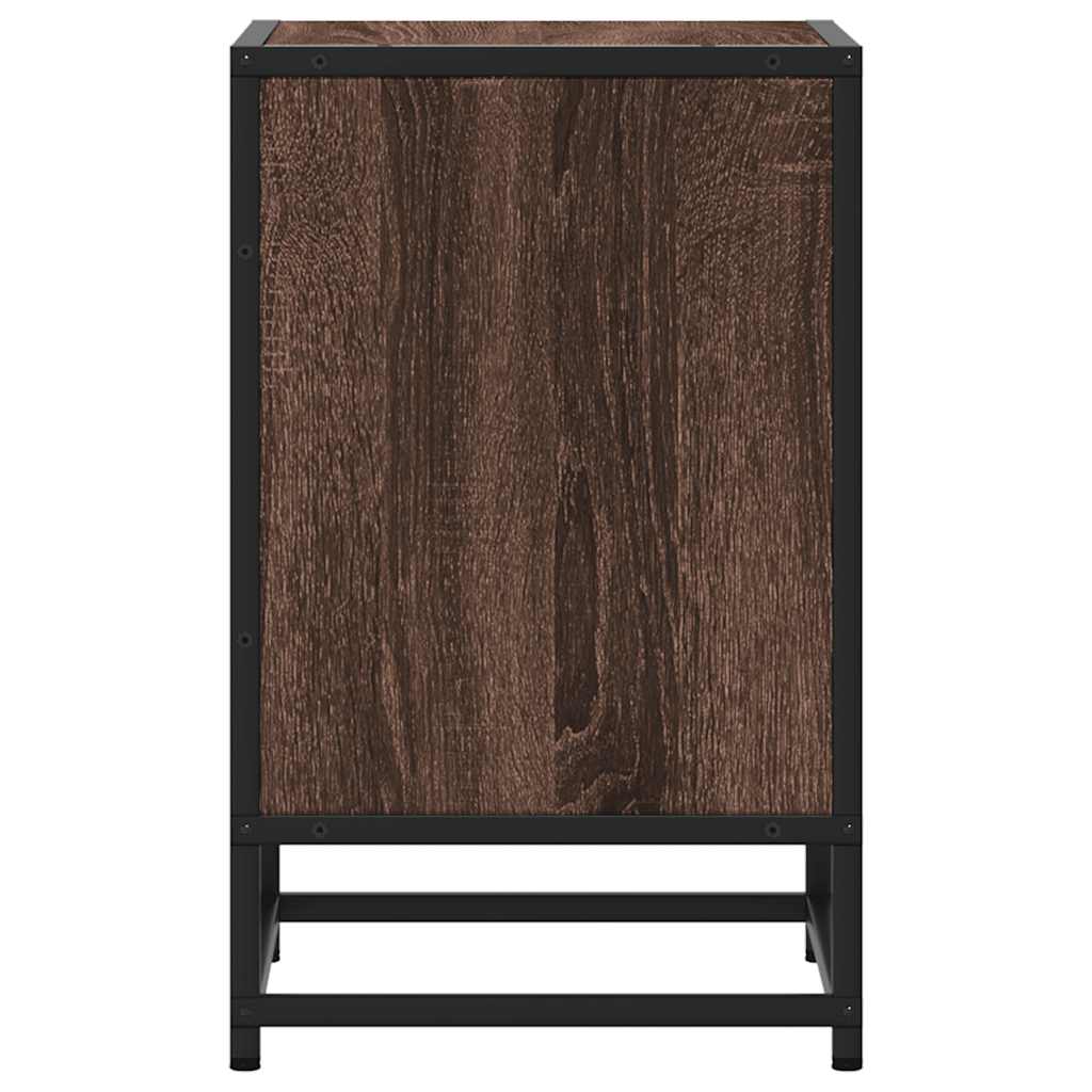 Brown Oak Bedside Cabinet 40x31x50 cm - Engineered Wood & Metal