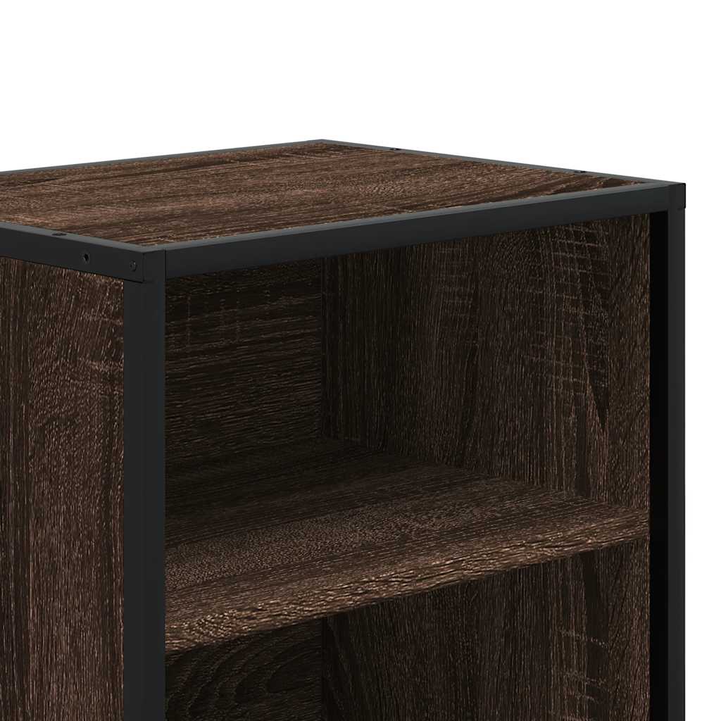 Brown Oak Bedside Cabinet 40x31x50 cm - Engineered Wood & Metal
