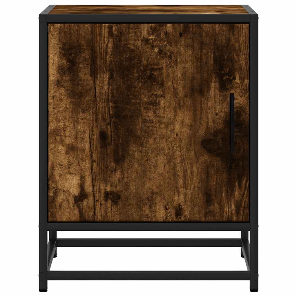 Smoked Oak & Metal Bedside Cabinets 2pcs - 40x31x50 cm