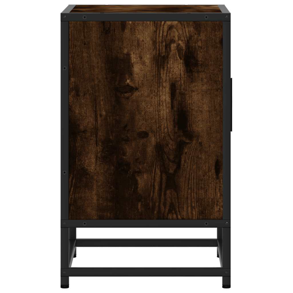 Smoked Oak & Metal Bedside Cabinets 2pcs - 40x31x50 cm