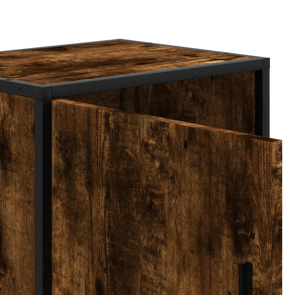 Smoked Oak & Metal Bedside Cabinets 2pcs - 40x31x50 cm