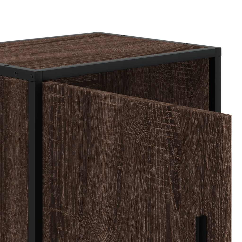Brown Oak Bedside Cabinet 40x31x50 cm - Engineered Wood & Metal