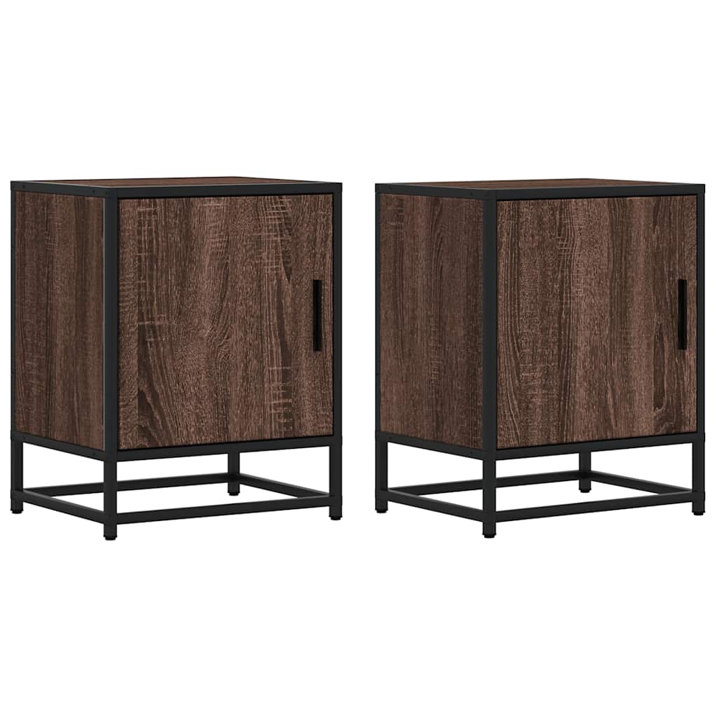 Brown Oak Bedside Cabinets Set - 2 pcs, 40x31x50 cm, Engineered Wood