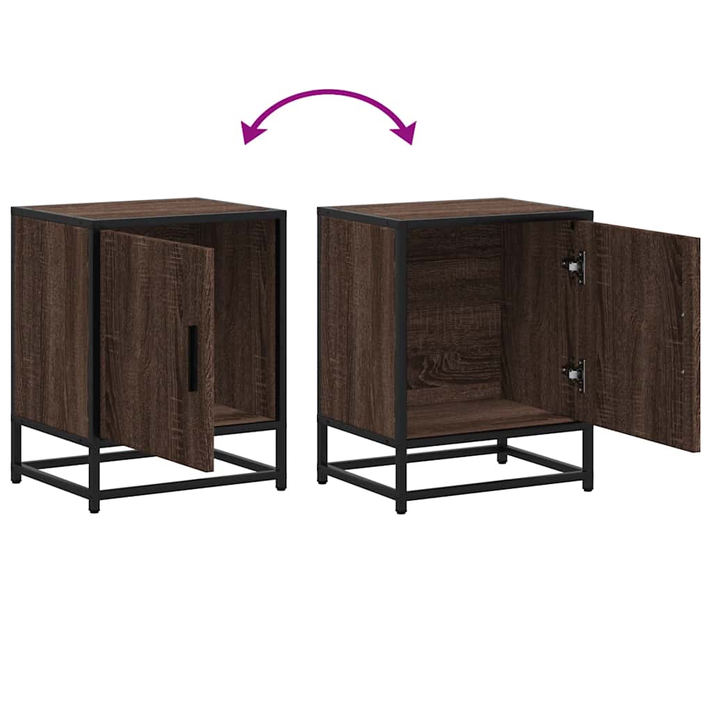 Brown Oak Bedside Cabinets Set - 2 pcs, 40x31x50 cm, Engineered Wood