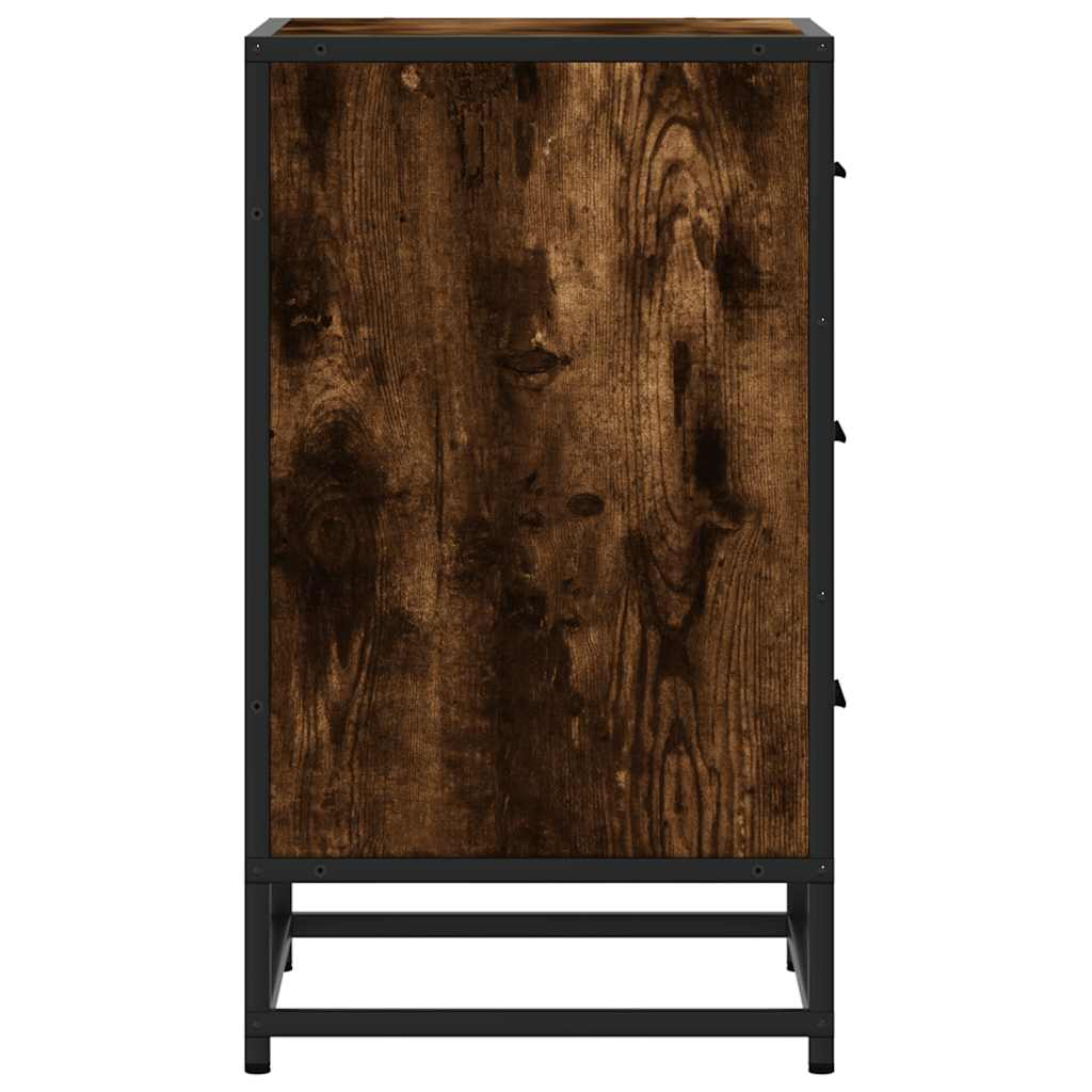 Smoked Oak Bedside Cabinet 40x34.5x60 cm - Engineered Wood & Metal