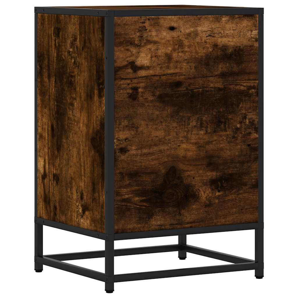 Smoked Oak Bedside Cabinet 40x34.5x60 cm - Engineered Wood & Metal