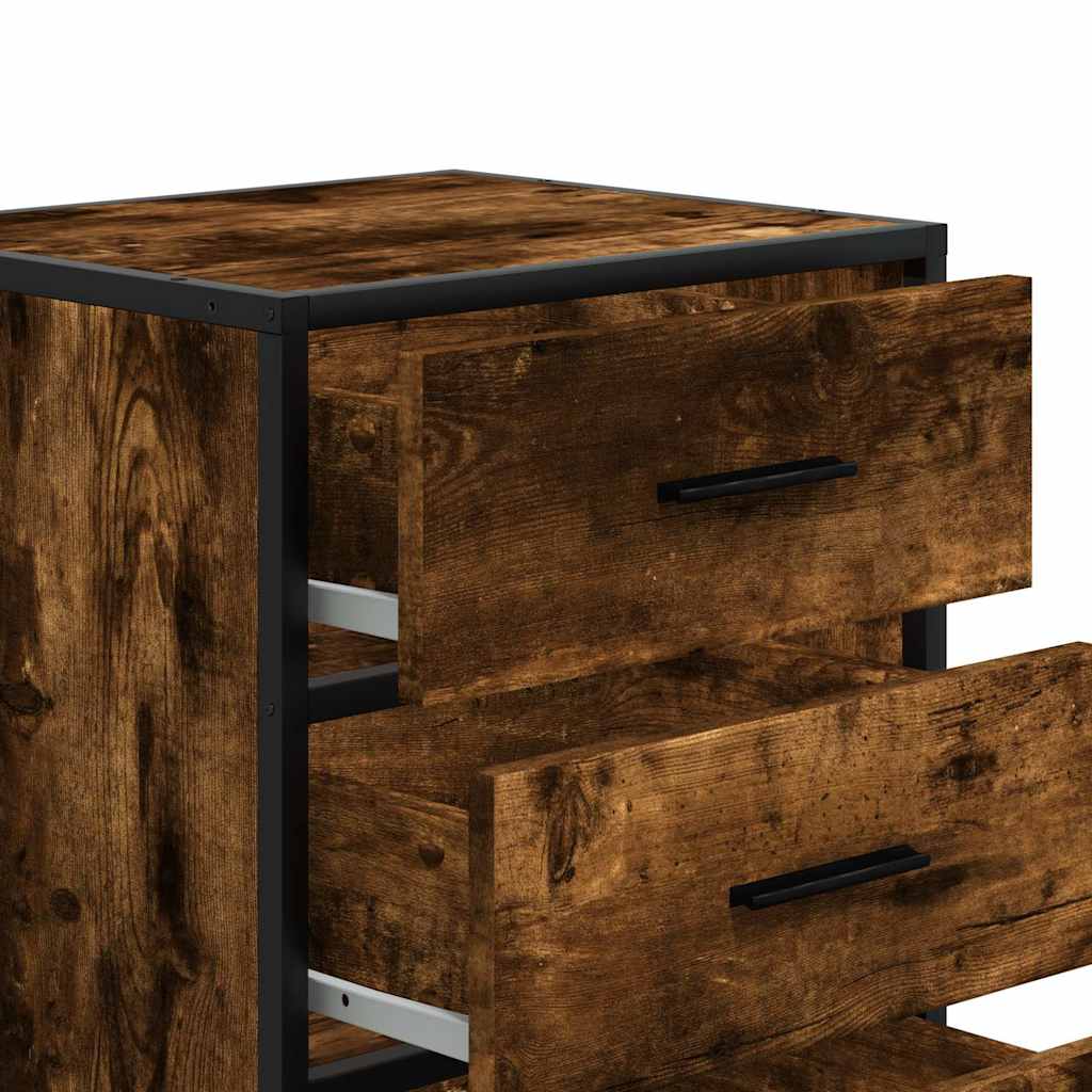 Smoked Oak Bedside Cabinet 40x34.5x60 cm - Engineered Wood & Metal