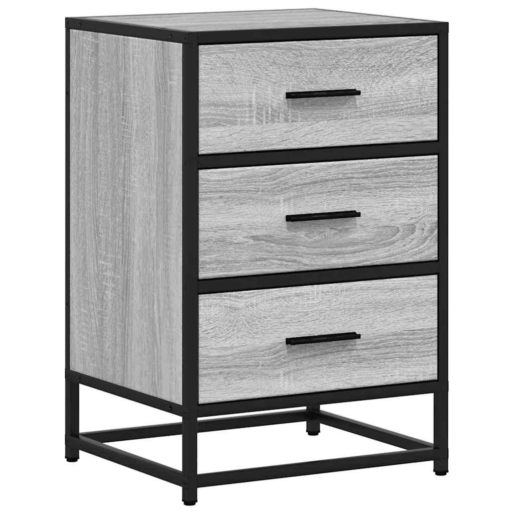 Grey Sonoma Bedside Cabinet, 40x34.5x60 cm, Wood & Metal Design