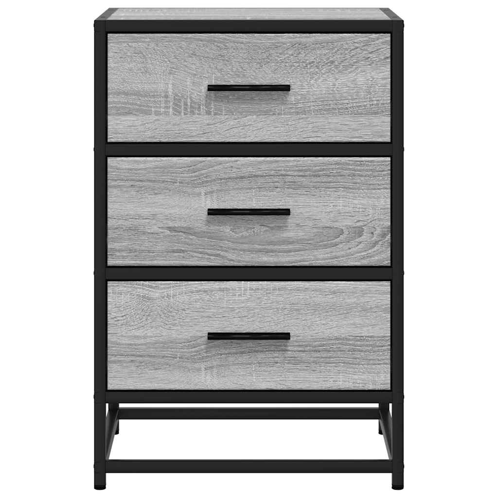 Grey Sonoma Bedside Cabinet, 40x34.5x60 cm, Wood & Metal Design