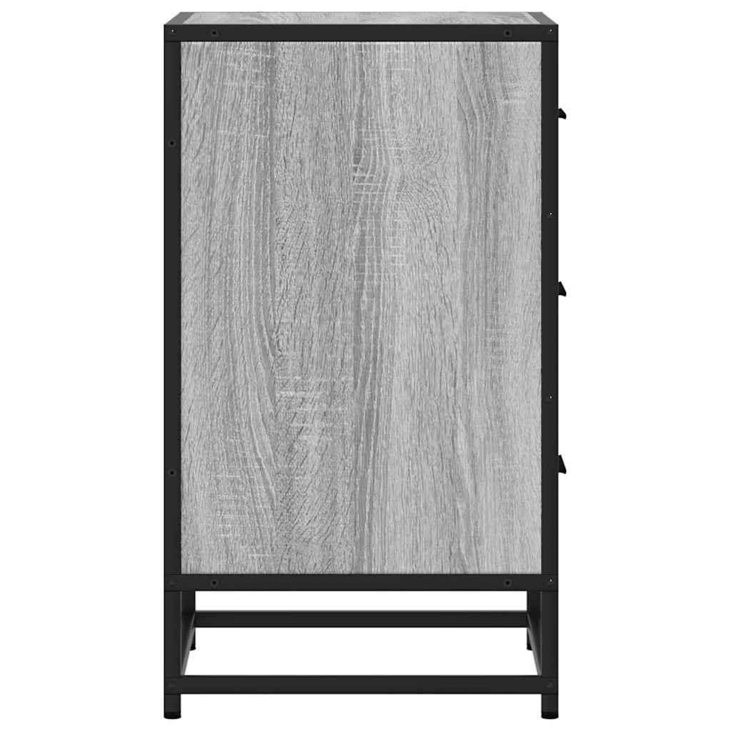 Grey Sonoma Bedside Cabinet, 40x34.5x60 cm, Wood & Metal Design