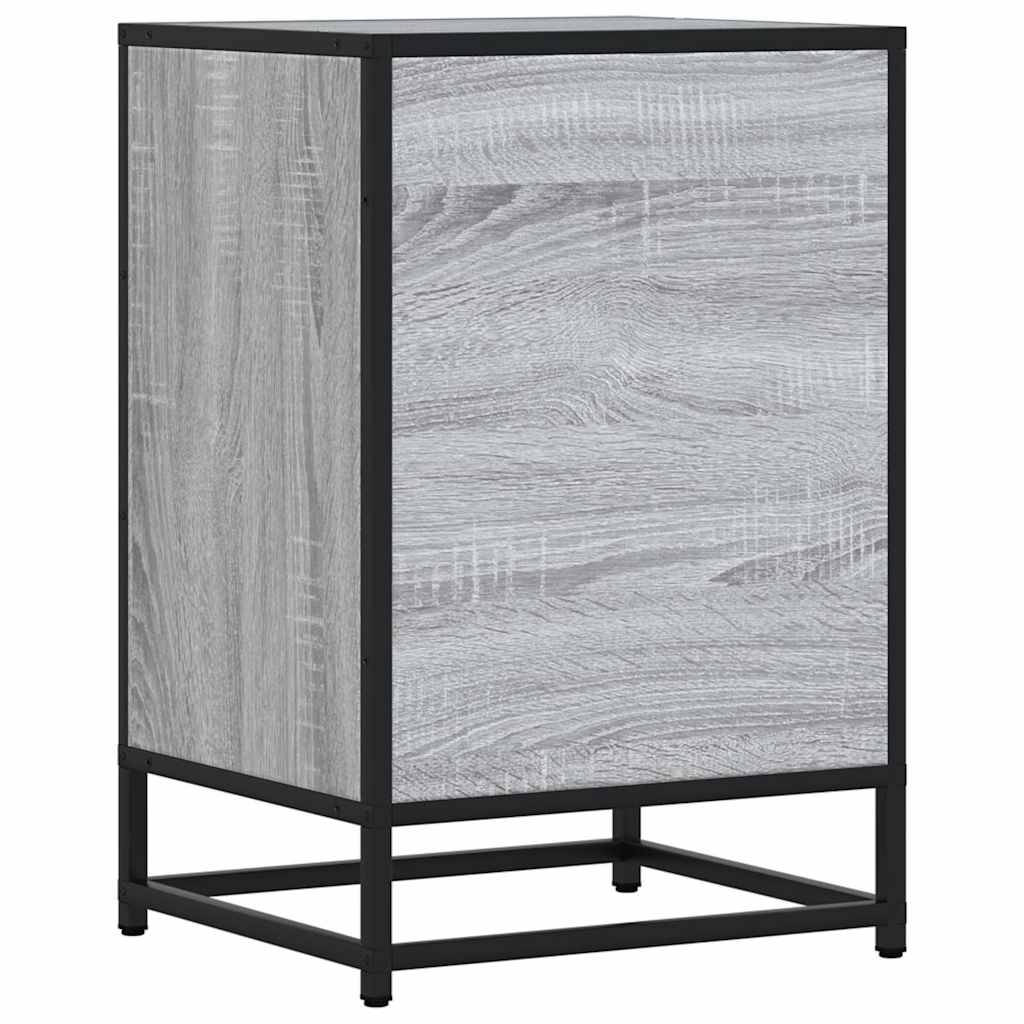 Grey Sonoma Bedside Cabinet, 40x34.5x60 cm, Wood & Metal Design