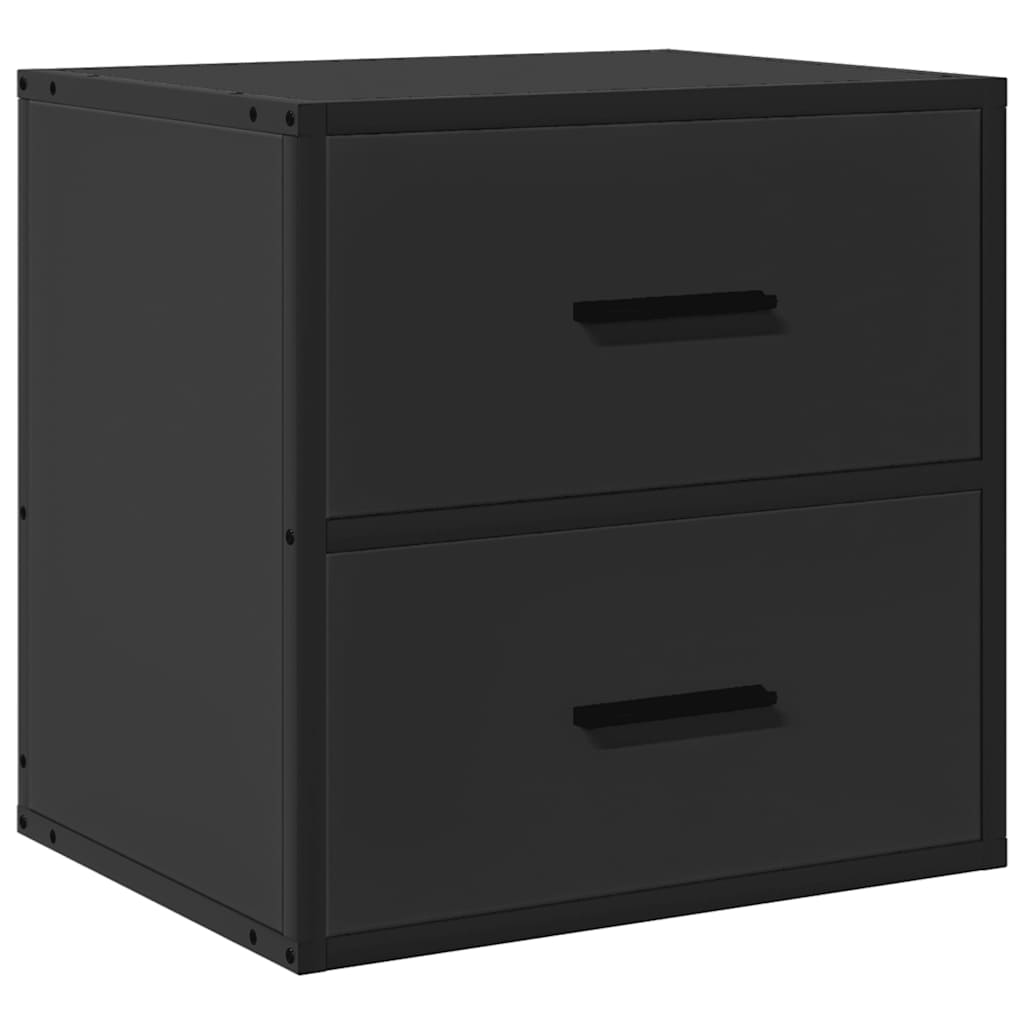 Sleek Black Wall-Mounted Bedside Cabinet - 40x31x39.5 cm MDF
