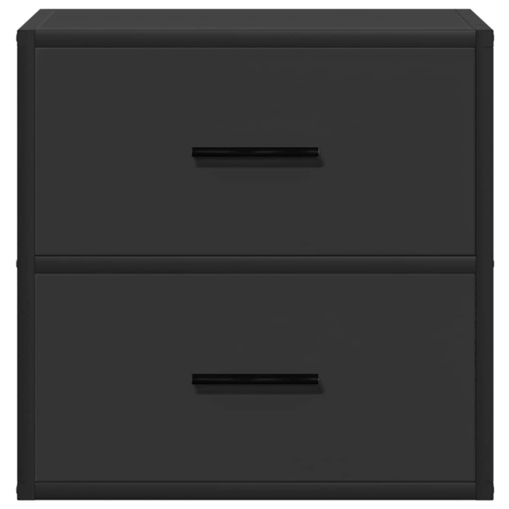 Sleek Black Wall-Mounted Bedside Cabinets - Set of 2, 40x31x39.5 cm