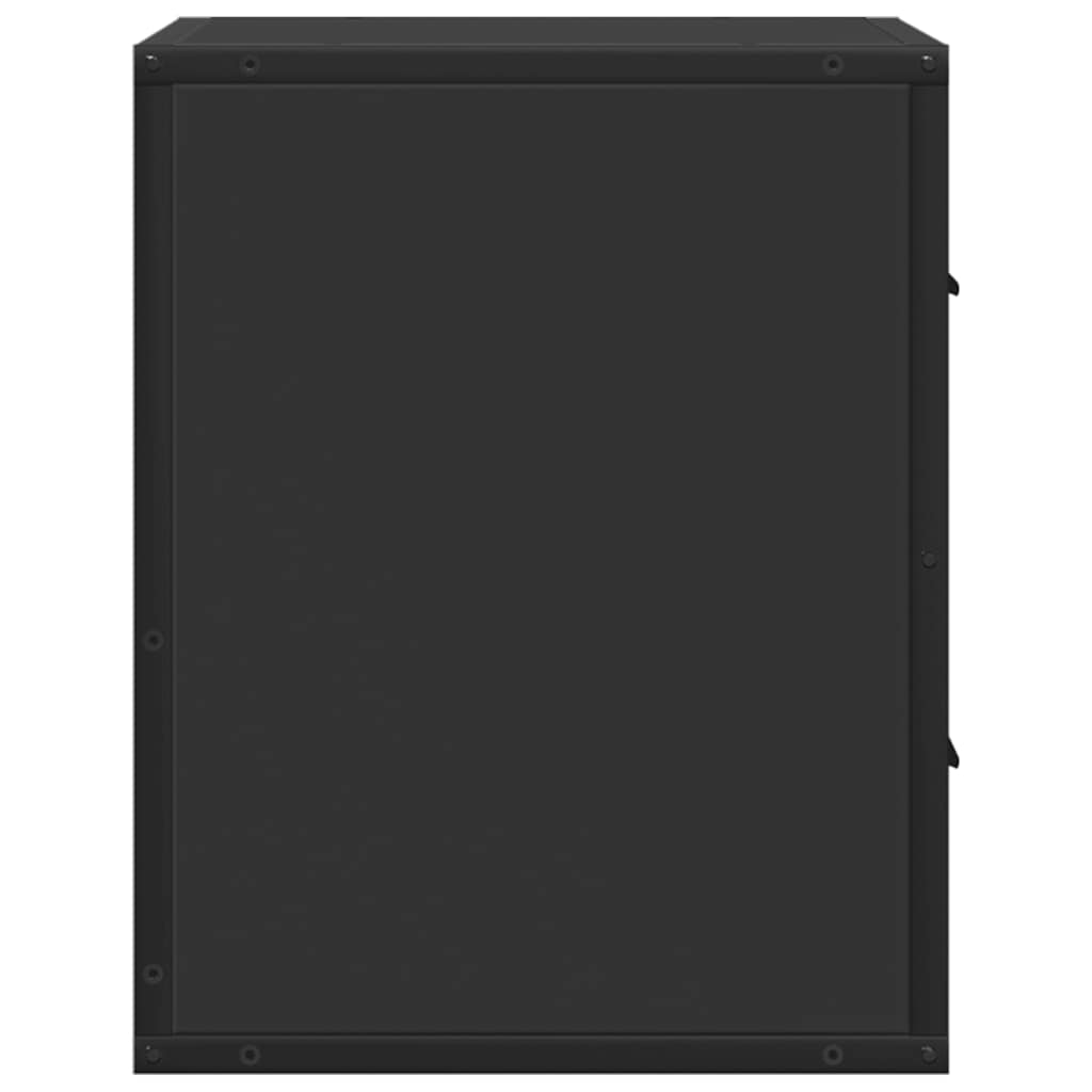 Sleek Black Wall-Mounted Bedside Cabinets - Set of 2, 40x31x39.5 cm