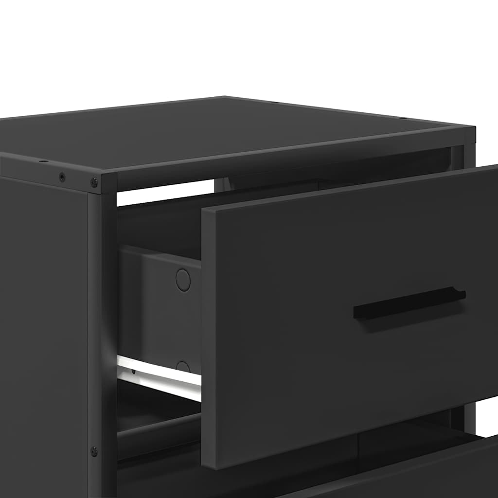 Sleek Black Wall-Mounted Bedside Cabinets - Set of 2, 40x31x39.5 cm