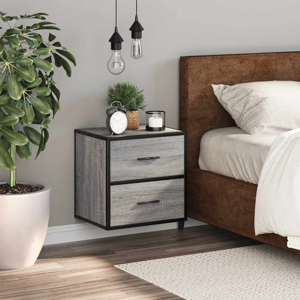 Grey Sonoma Wall-mounted Bedside Cabinet, 40x31x39.5 cm