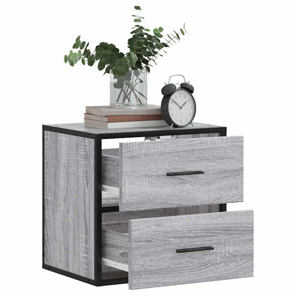 Grey Sonoma Wall-mounted Bedside Cabinet, 40x31x39.5 cm
