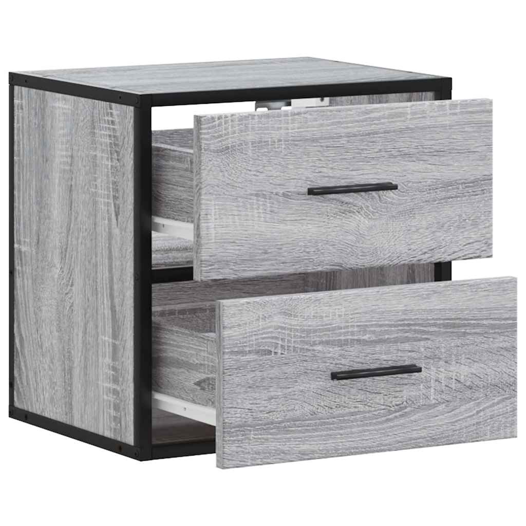 Grey Sonoma Wall-mounted Bedside Cabinet, 40x31x39.5 cm