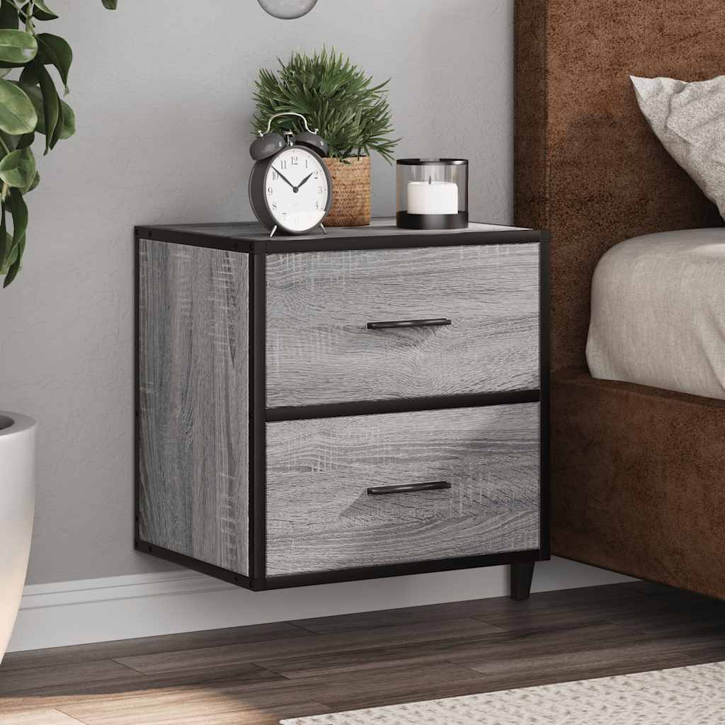 Grey Sonoma Wall-mounted Bedside Cabinet, 40x31x39.5 cm