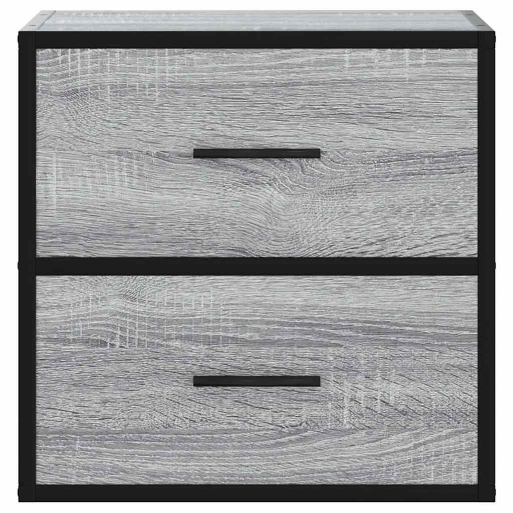 Grey Sonoma Wall-Mounted Bedside Cabinets Set of 2 - 40x31x39.5 cm