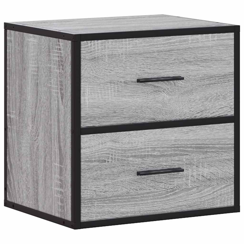 Grey Sonoma Wall-Mounted Bedside Cabinets Set of 2 - 40x31x39.5 cm