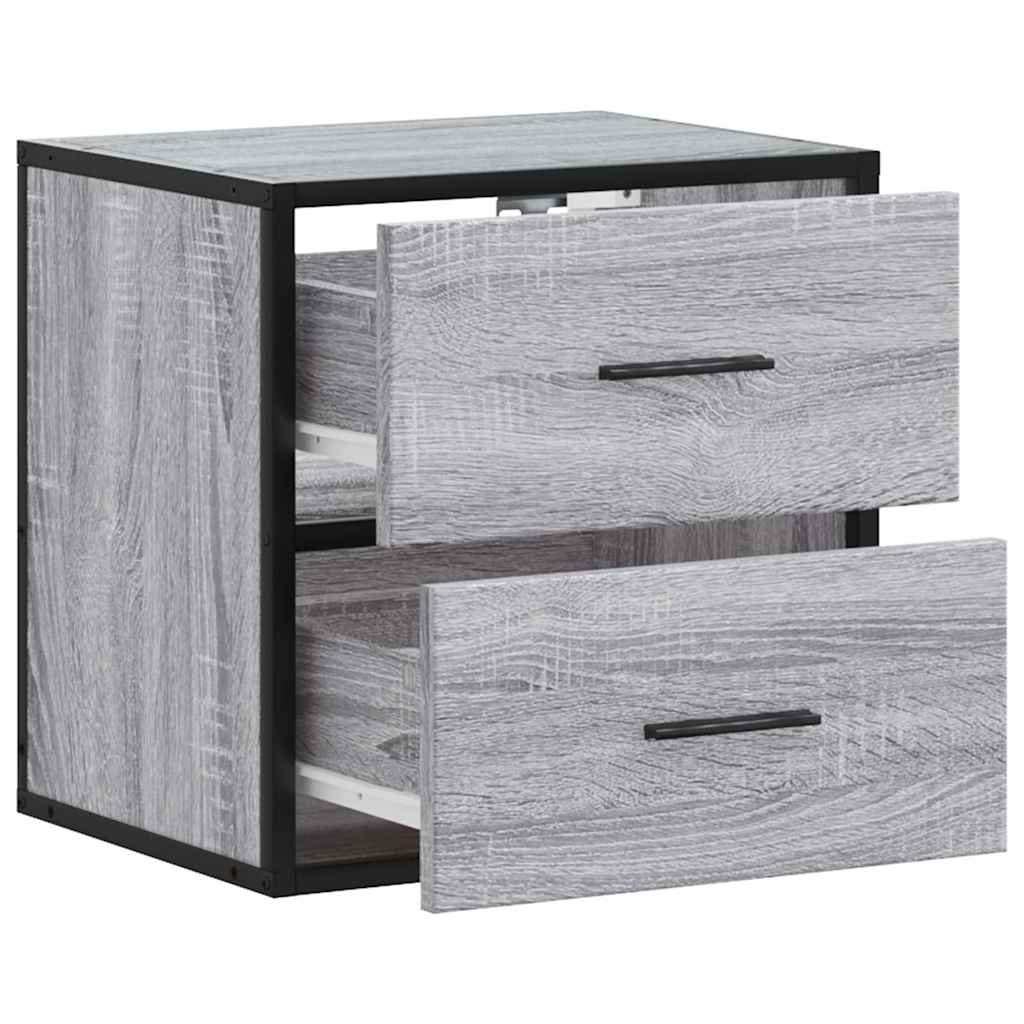 Grey Sonoma Wall-Mounted Bedside Cabinets Set of 2 - 40x31x39.5 cm