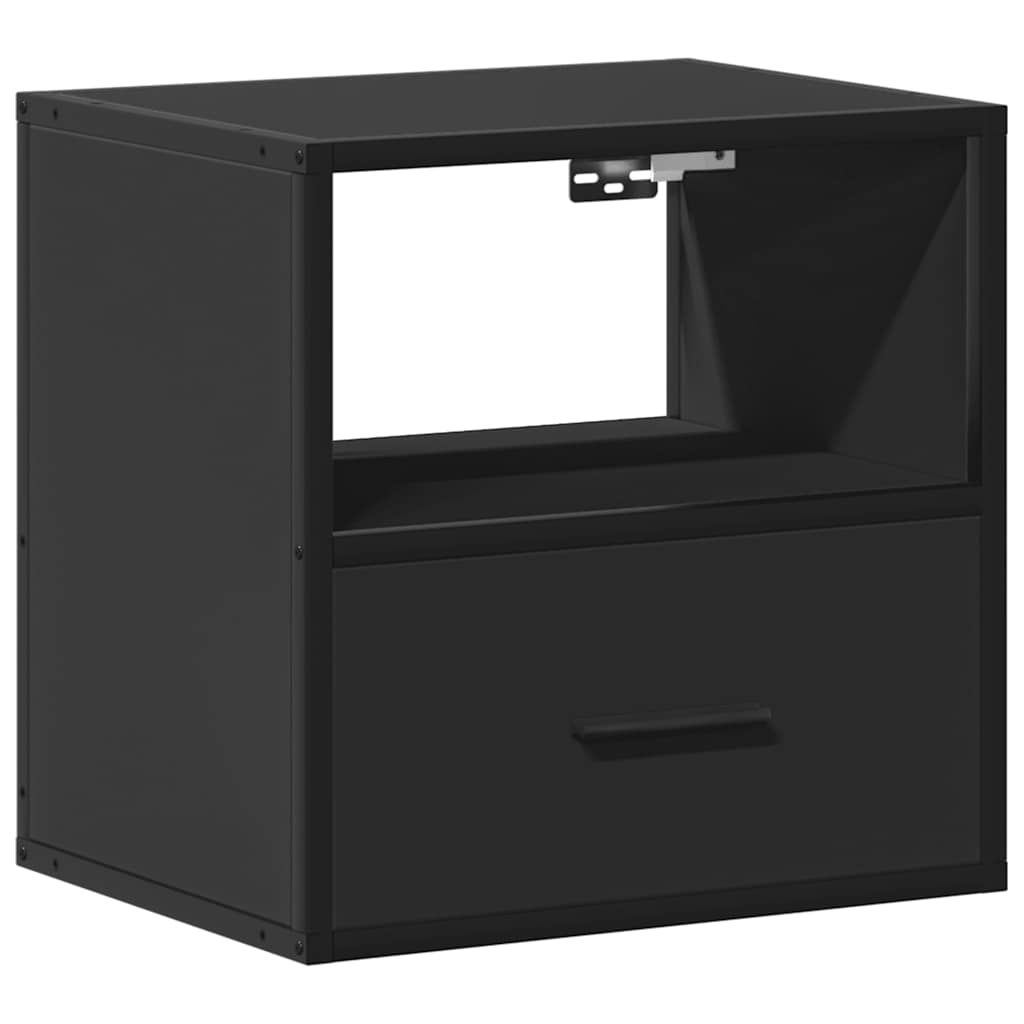 Sleek Black Wall Mounted Bedside Cabinet - 40x31x39.5 cm