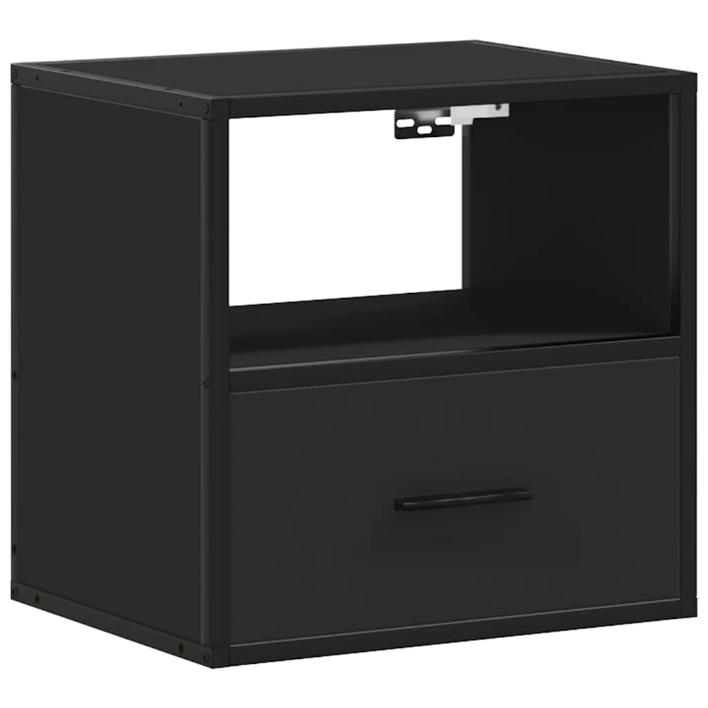 Sleek Black Wall Mounted Bedside Cabinet - 40x31x39.5 cm