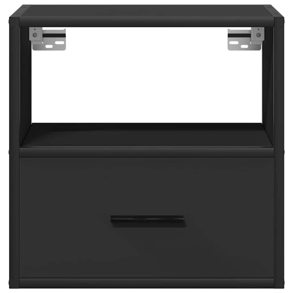 Sleek Black Wall Mounted Bedside Cabinet - 40x31x39.5 cm