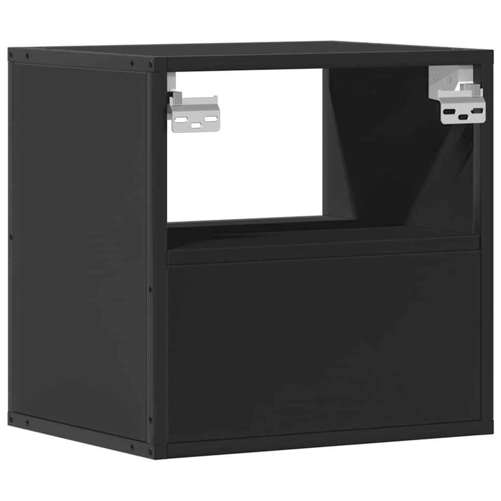Sleek Black Wall Mounted Bedside Cabinet - 40x31x39.5 cm