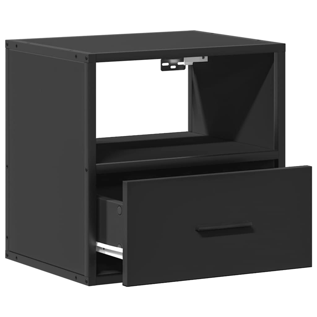 Sleek Black Wall Mounted Bedside Cabinet - 40x31x39.5 cm