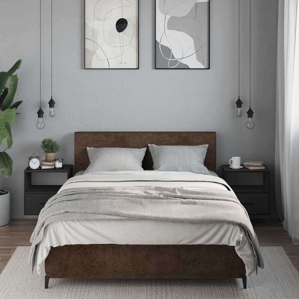 Black Wall-Mounted Bedside Cabinets Set, 2 pcs, 40x31x39.5 cm