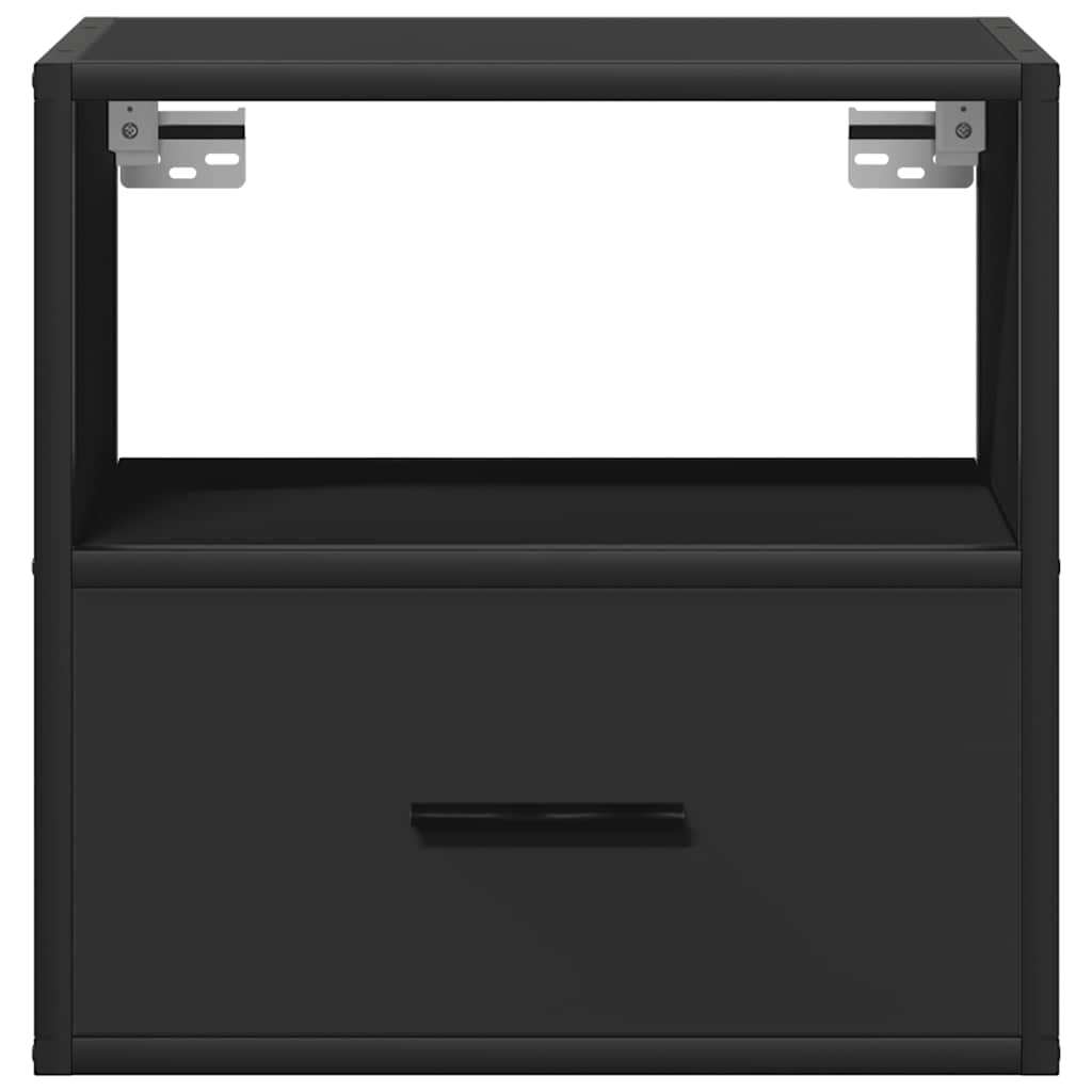 Black Wall-Mounted Bedside Cabinets Set, 2 pcs, 40x31x39.5 cm