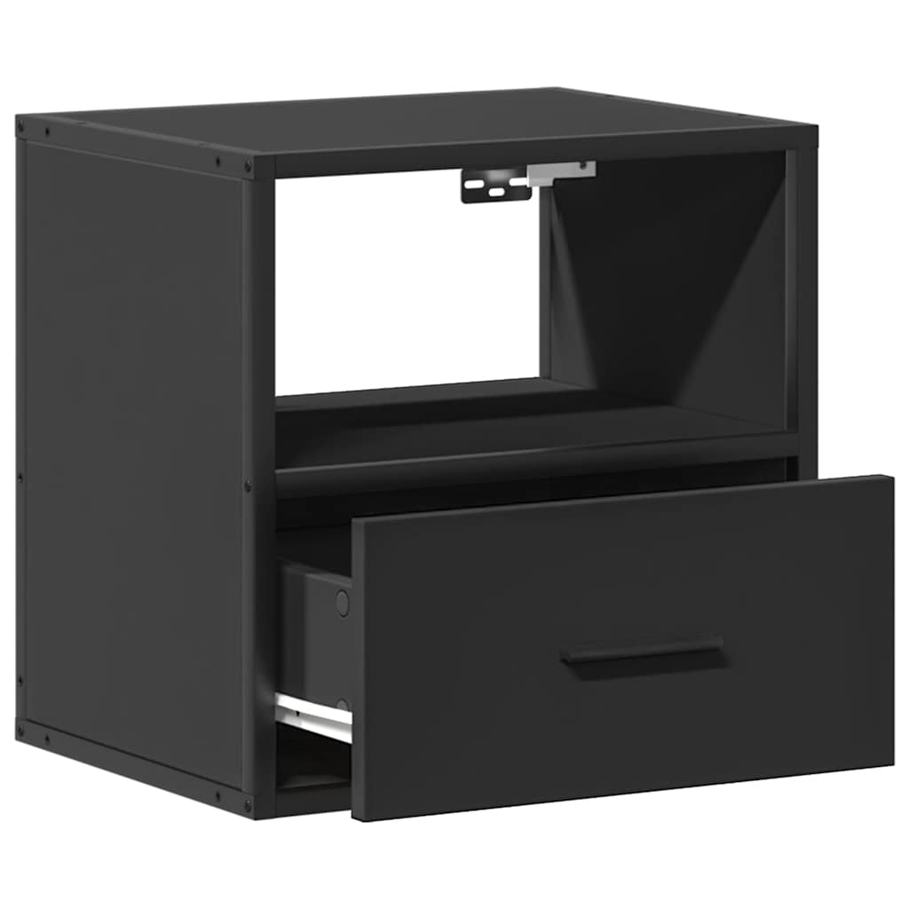 Black Wall-Mounted Bedside Cabinets Set, 2 pcs, 40x31x39.5 cm