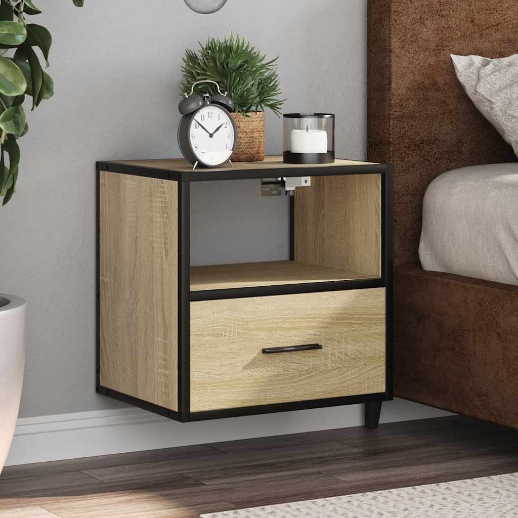 Sonoma Oak Wall-Mounted Bedside Cabinet 40x31x39.5 cm