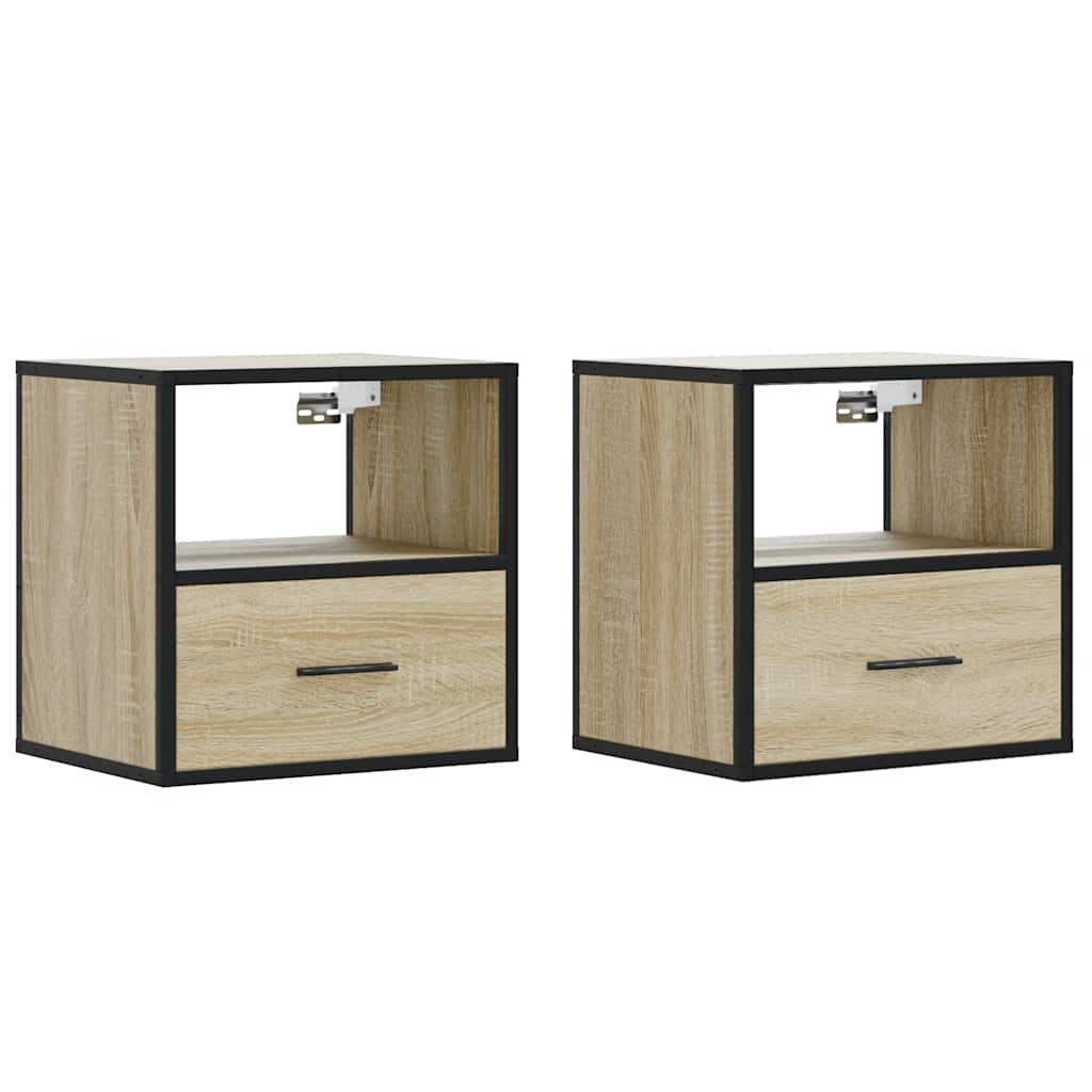 Sonoma Oak Wall-mounted Bedside Cabinets 2 pcs - 40x31x39.5 cm