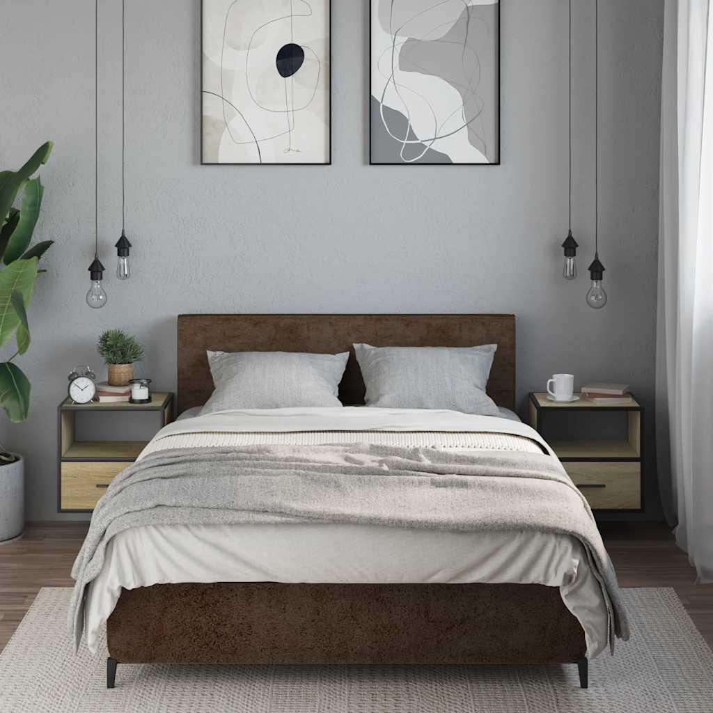 Sonoma Oak Wall-mounted Bedside Cabinets 2 pcs - 40x31x39.5 cm